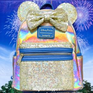 2022 Disney Parks 50th Anniversary Gold Shimmer EARidescent Loungefly Backpack